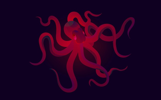 Vetor polvo vermelho composto por conceito digital de animais marinhos fundo de ilustração vetorial eps