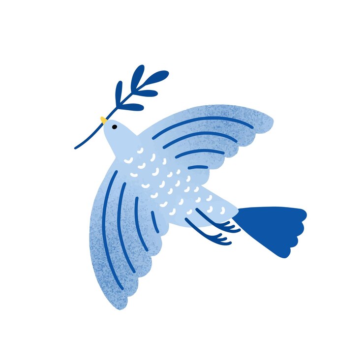 Vetor pomba com ilustração vetorial de ramo de oliveira. pássaro, pombo segurando o galho da planta isolado no fundo branco. símbolo tradicional do feriado judaico. metáfora internacional de paz e liberdade.