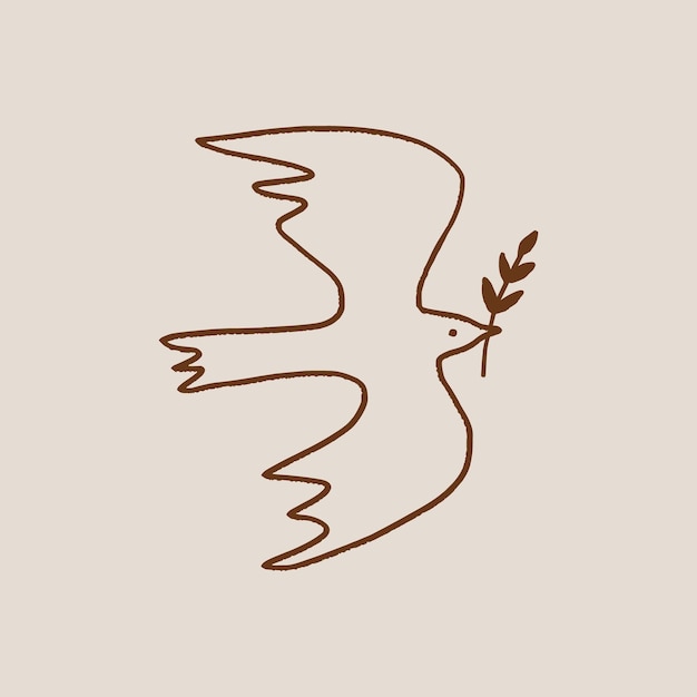 Vetor pomba da paz denota perdão pombo pássaro boho estilo desenhado à mão arte de ilustração vetorial
