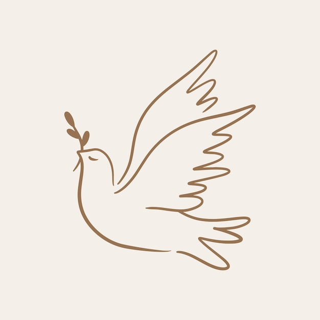 Vetor pomba da paz denota perdão pombo pássaro boho estilo desenhado à mão arte de ilustração vetorial