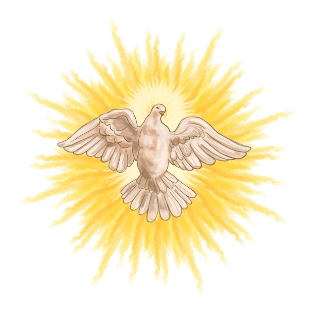Vetor pomba do espírito santo com sete luzes