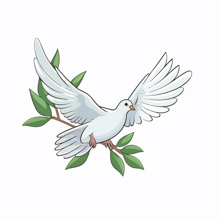 Vetor pomba voadora carregando um galho de oliveira ilustração vetorial plana pomba voadora carregando um galho de oliveira ilustração vetorial isolada desenhada à mão