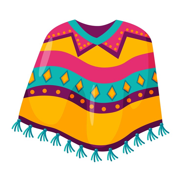 Vetor poncho cubano ou mexicano roupas tradicionais ou folclóricas