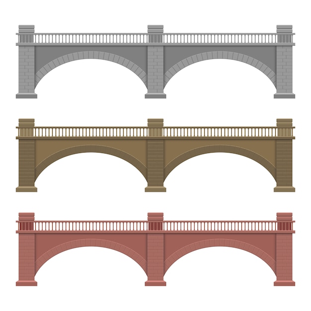 Ponte de pedra design ilustração isolada no fundo branco