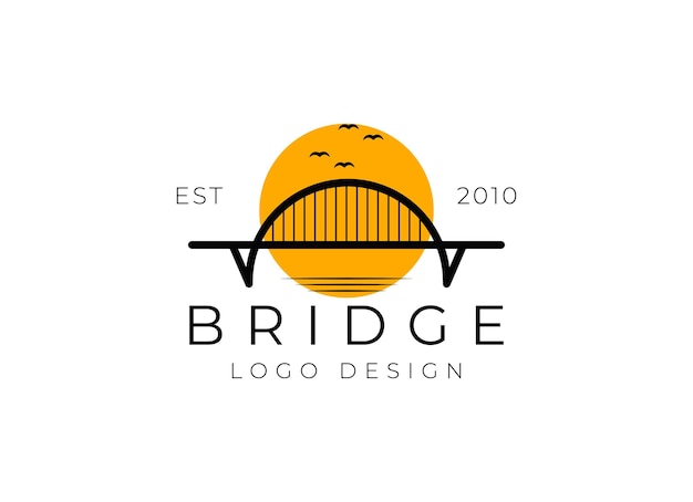 ponte logotipo vetor ícone ilustração linha contorno monoline
