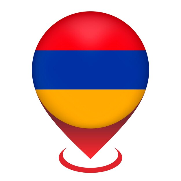 Vetor ponteiro de mapa com a bandeira do país armênia armênia ilustração vetorial