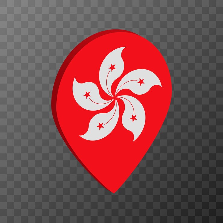 Vetor ponteiro de mapa com ilustração em vetor bandeira de hong kong