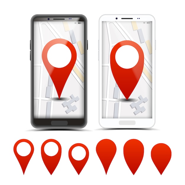 Ponteiros GPS Navigator vermelho, conjunto de marcadores