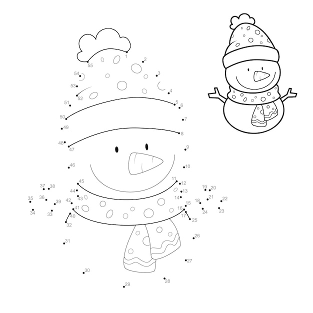 Jogo Ponto a Ponto. Desenhar Uma Linha. Boneco De Neve De Natal. Para  Crianças. Planilha De Atividade. Livro De Coloração. Com Res Ilustração do  Vetor - Ilustração de livro, fundo: 181231599