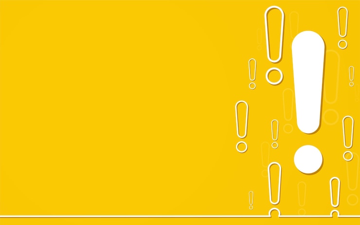 Vetor ponto de exclamação no conceito de ajuda de fundo amarelo