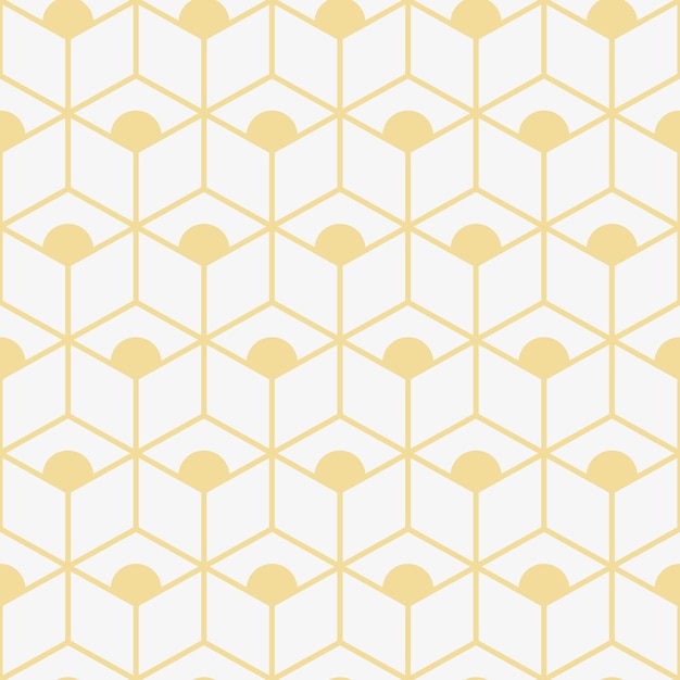 Ponto de ouro simples de padrão geométrico abstrato sem costura na textura de linha de cubo no design de fundo branco para elemento de banner web de padrão monocromático de azulejo de papel de parede geométrico