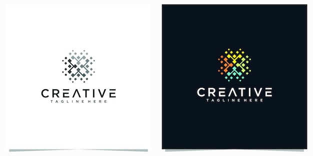 Pontos de inspiração de design de logotipo abstrato. linhas criativas quadradas e geométricas elegantes