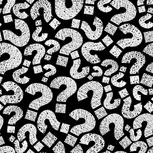 Pontos de interrogação padrão sem costura, vetor, texturas de linhas desenhadas à mão usadas.