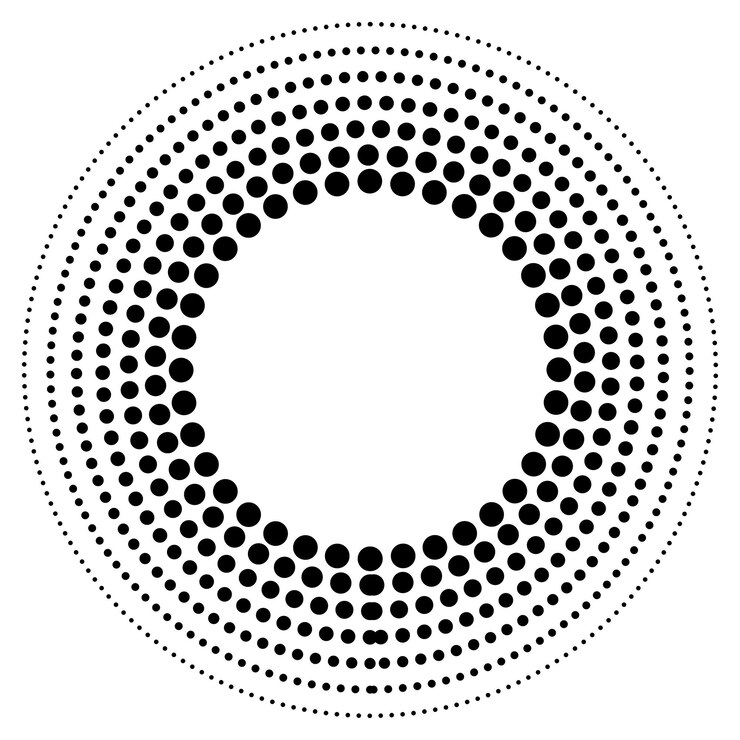Vetor pontos de meio-tom em forma de círculo elementos de design com pontos de meio-tom circulares moldura pontilhada redonda pontos circulares