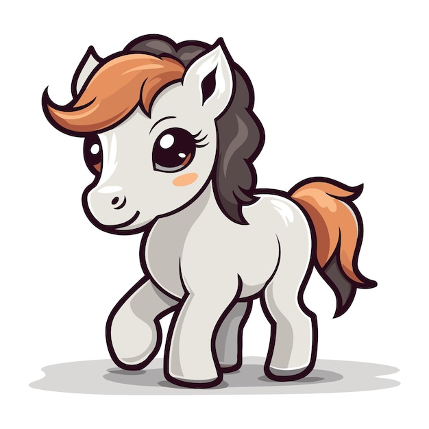 Vetor pony de desenho animado bonito ilustração vetorial isolada em um fundo branco