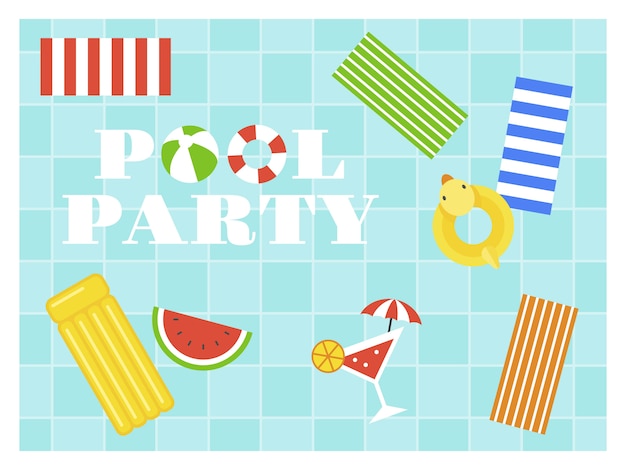 Pool party, top view vetor de piscina