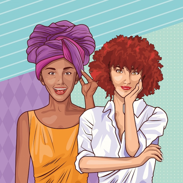 Pop art fashion e mulheres bonitas dos desenhos animados