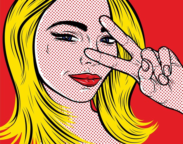 Vetor pop art ilustrações vetoriais mulher fofa um pouco surpreendida ilustração de arte pop retrô cômica