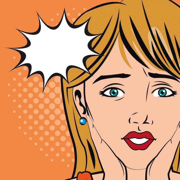 Pop art of woman cartoon
