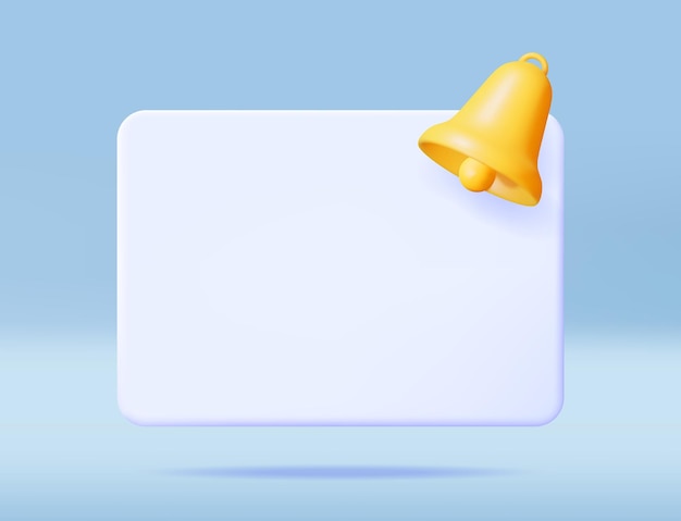 Pop-up de notificação 3D com ícone de sino