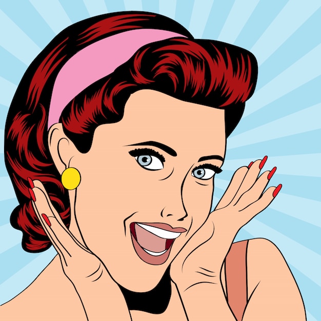 popart mulher retro em estilo de quadrinhos