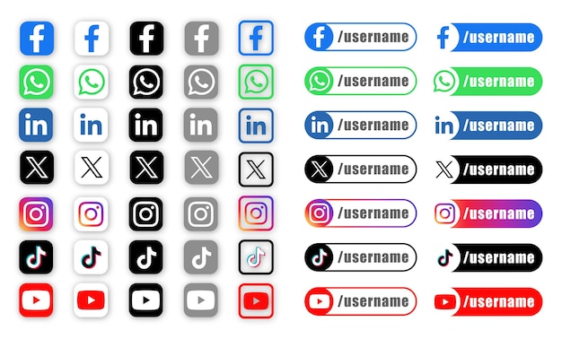 Popular Collection of Modern Social Media Icons logotipo com terços inferiores