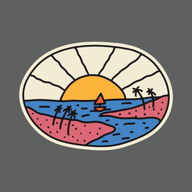 Vetor pôr do sol de verão ilustração gráfica arte vetorial design de camiseta