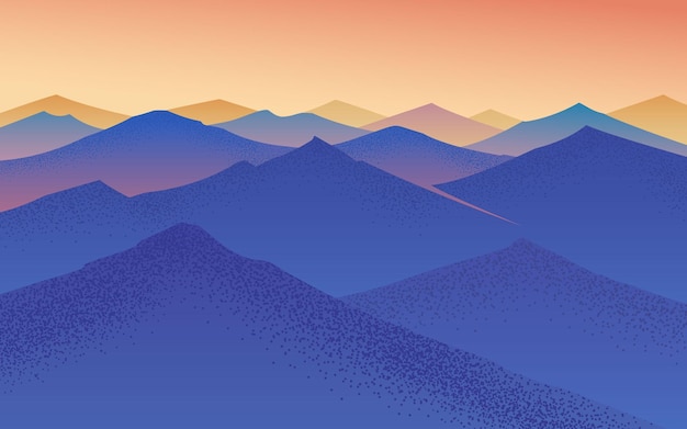 Vetor pôr do sol nas montanhas paisagem em camadas nevoeiro no vale suíço e alpes austríacos ilustração vetorial fundo para banner de viagem ou cartaz