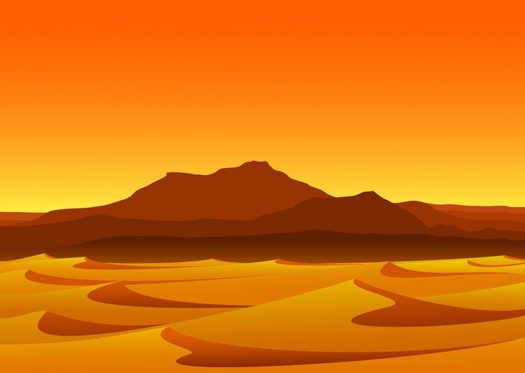 Vetor pôr do sol no deserto