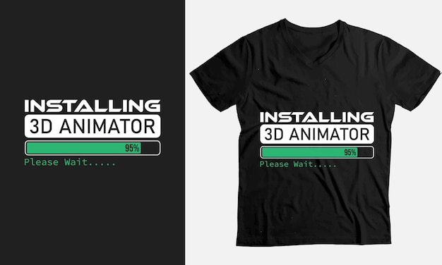 Vetor por favor, espere instalar animador 3d presente camiseta engraçada