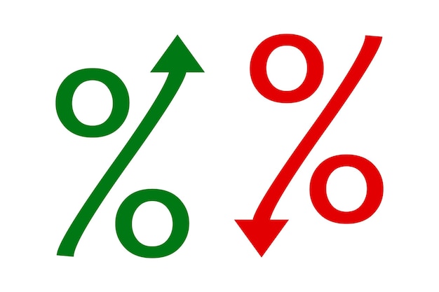 Vetor porcentagem com seta para baixo ícone símbolo de ilustração de negócios vetor bancário