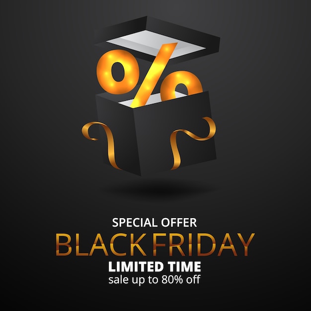 Porcentagem da caixa de presente legant para banner de oferta de venda black friday