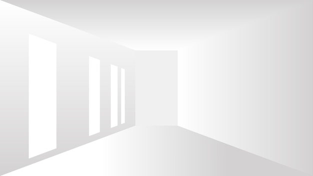 Porta aberta em uma sala vazia com paredes brancas e ilustração vetorial de portas