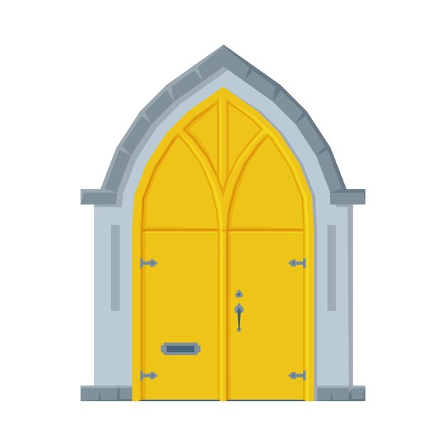 Vetor porta arqueada amarela em estilo vintage ilustração vetorial de elementos de design arquitetônico
