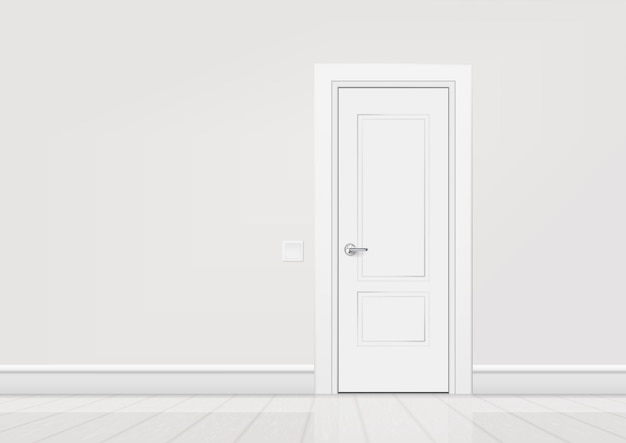 Porta branca moderna realista em interior minimalista