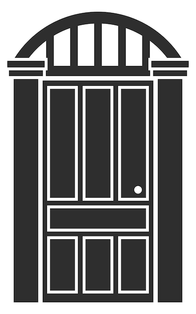 Vetor porta da frente elemento exterior silhueta preta entrada fechada isolada no fundo branco