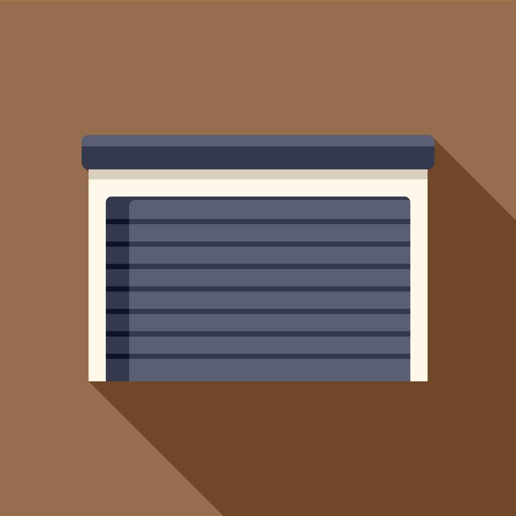 Vetor porta de garagem moderna fechando em edifício marrom
