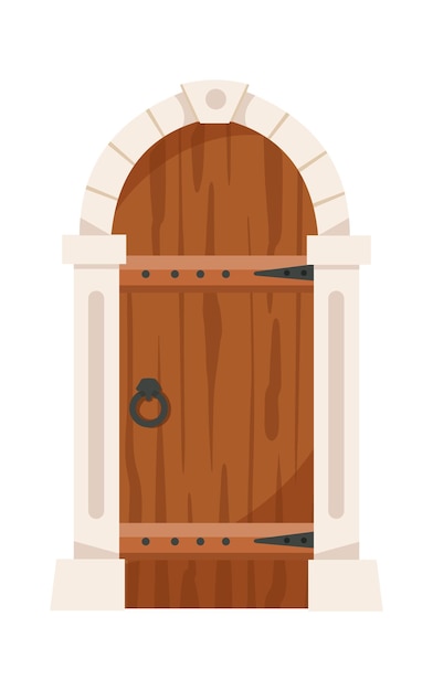 Porta de madeira medieval com arco