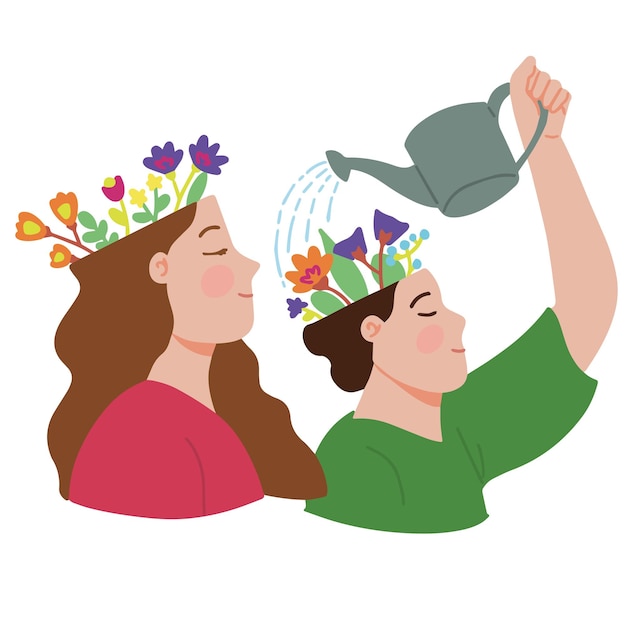 Portait de casal fofo comemora ilustração do dia mundial da saúde mental