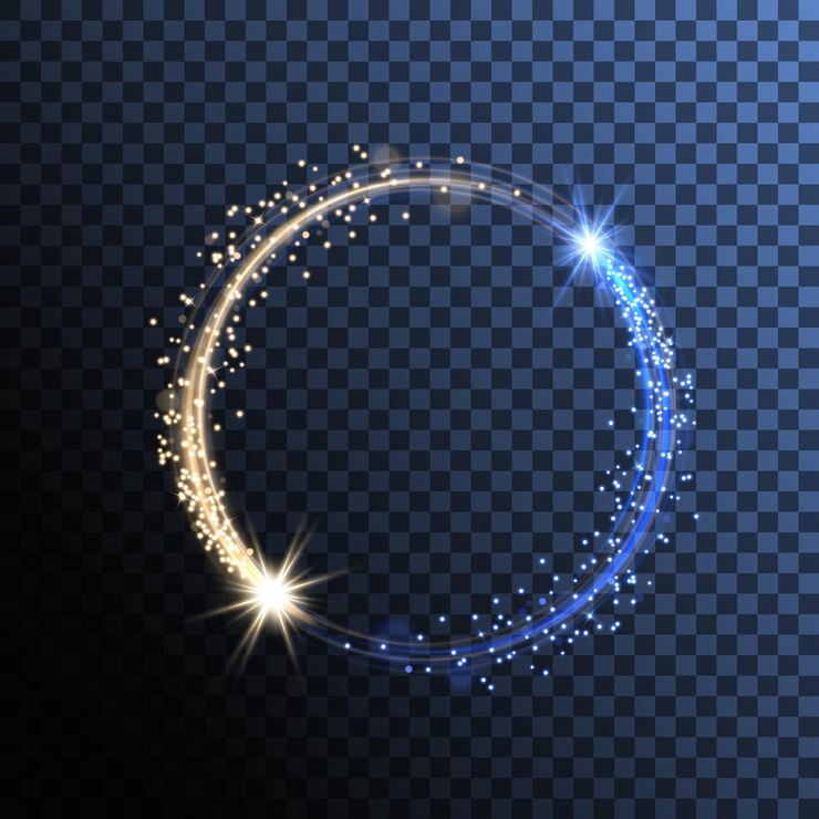 Vetor portal azul com distorção de luz vetor de círculo mágico moldura redonda com efeito de luz