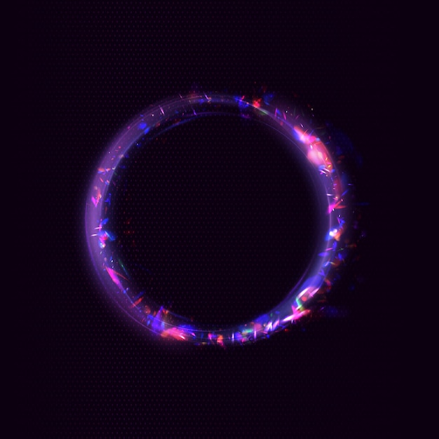 Portal azul com distorção de luz Vetor de círculo mágico Moldura redonda com efeito de luz
