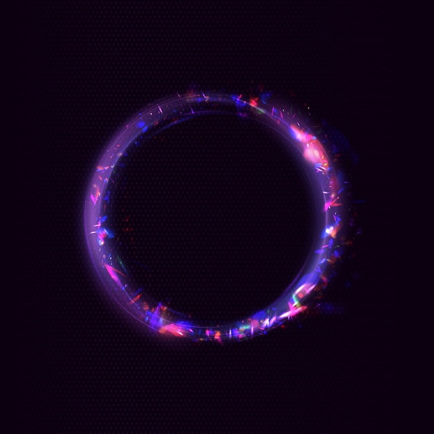 Portal azul com distorção de luz vetor de círculo mágico moldura redonda com efeito de luz