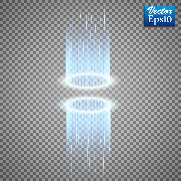 Portal de fantasia mágica teletransporte futurista efeito de luz velas azuis raios de uma cena noturna com faíscas em um fundo transparente efeito de luz vazio do pódio discoteca pista de dança