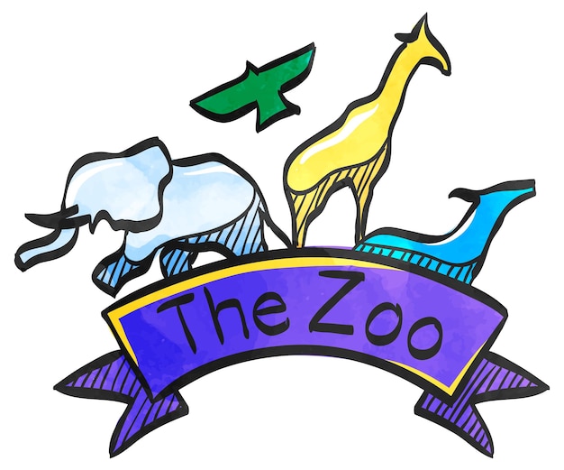 Portão do zoológico de ícone de estilo aquarela