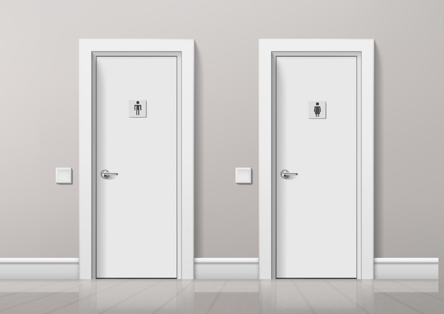 Portas de banheiro realistas para homens e mulheres