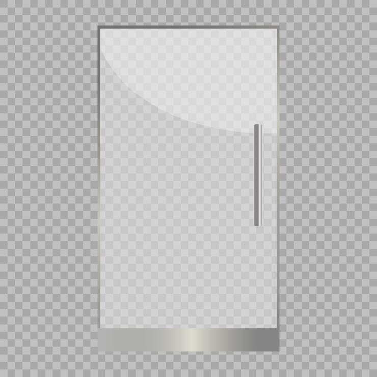 Portas de vidro isoladas em fundo transparente.
