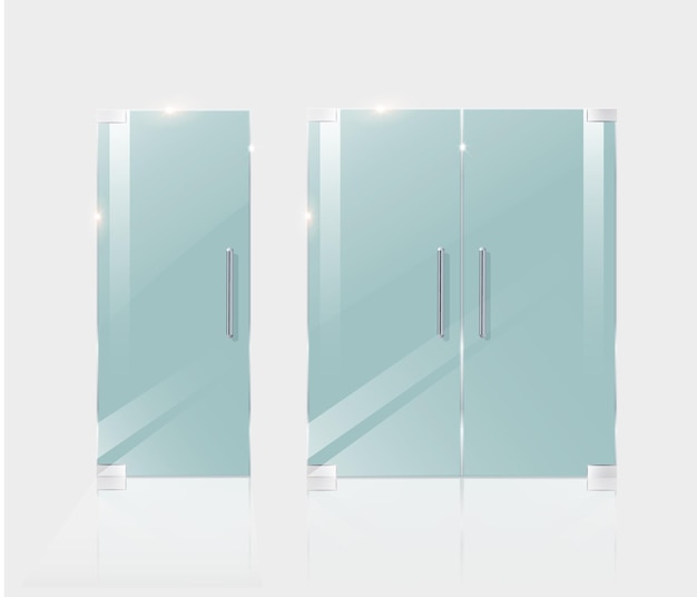 Vetor portas de vidro isoladas em vetor de fundo transparente