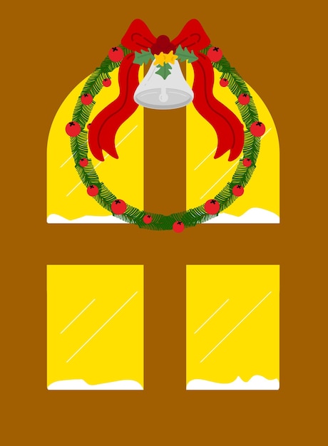 Portas e janelas de natal bandeiras de guirlandas rótulos de bolhas fitas e adesivos coleção de ilustração de ícones decorativos de feliz natal