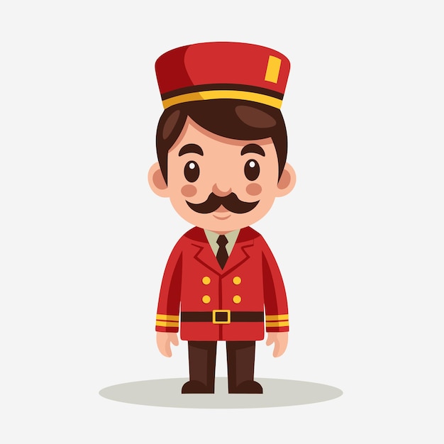 Porteiro com bigode ilustração de personagem de desenho animado