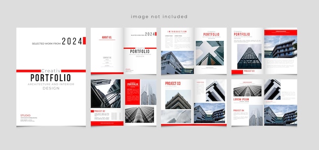 Vetor portfólio de arquitetura ou arquitetura mínima e modelo de brochura interior